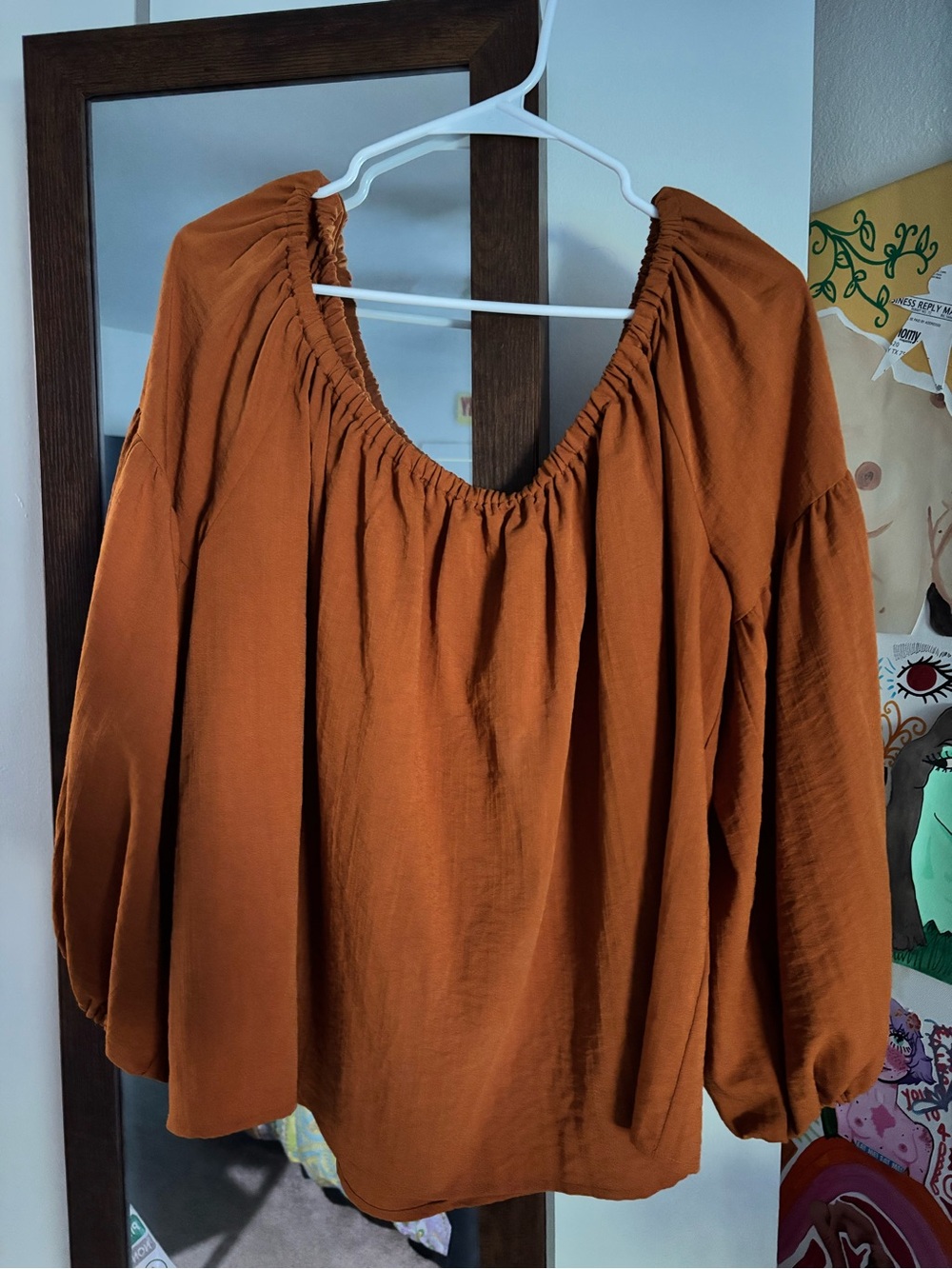 Eloquii Rust Off-the-Shoulder Peasant Top